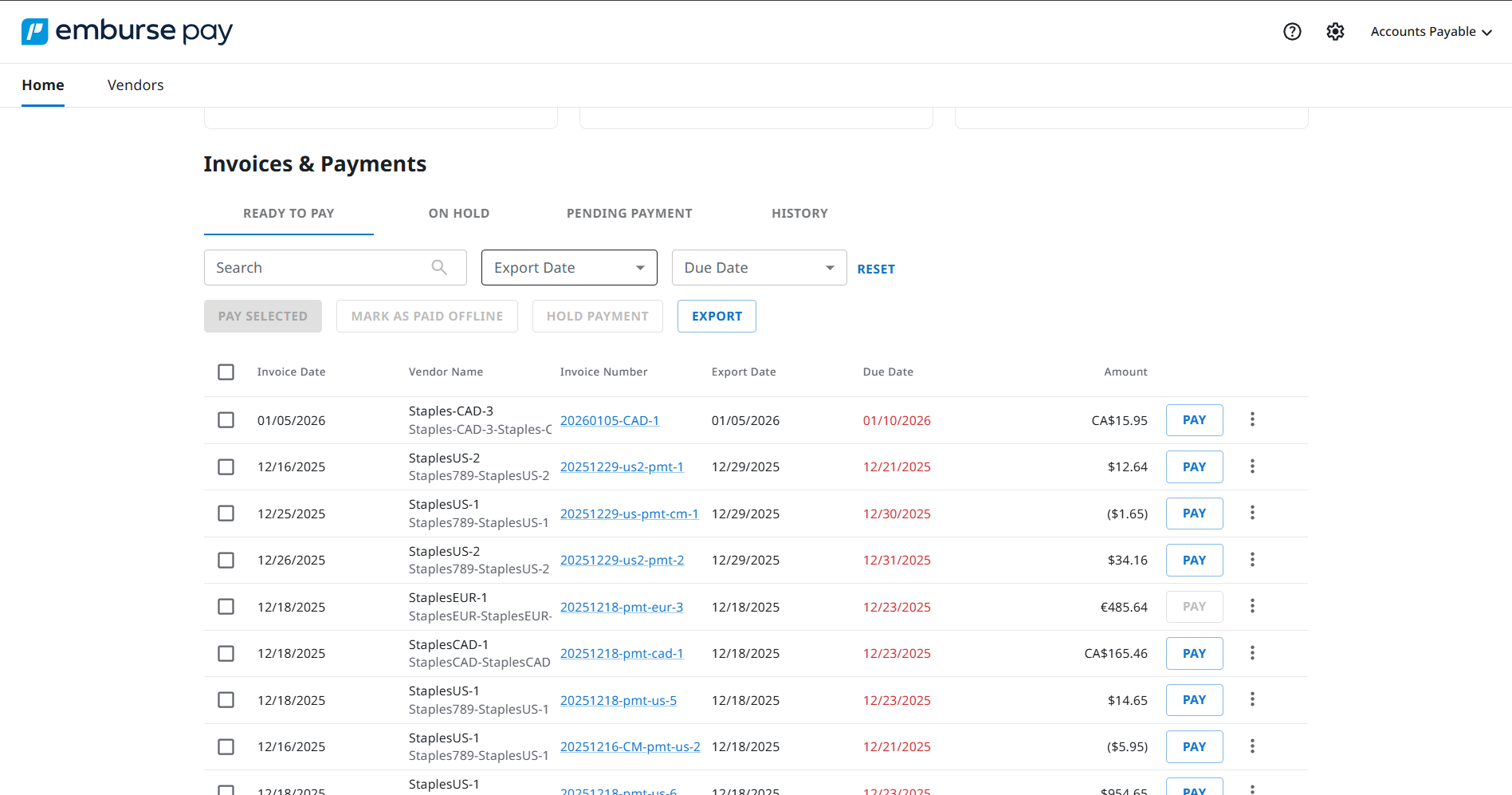 Emburse Pay Home Page